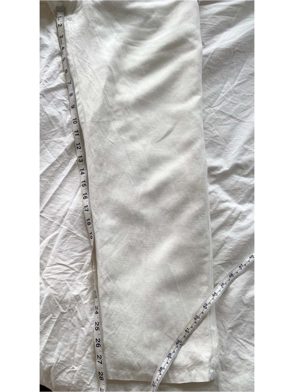 Vintage 90s White Linen Blend High Rise Straight Leg Pants Modern Small - Picture 9 of 12